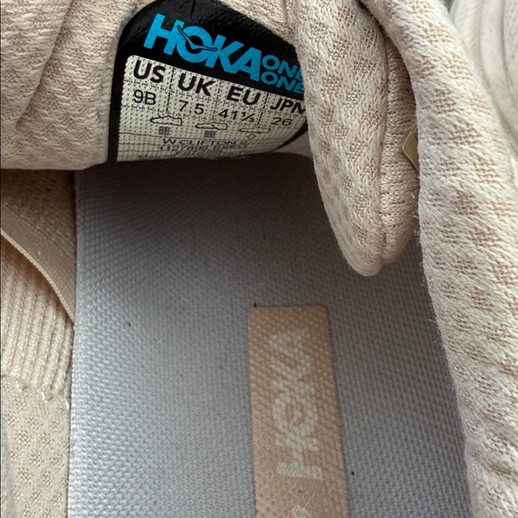 Hoka Cream and Blue Athletic Shoes - Picture 6 of 11